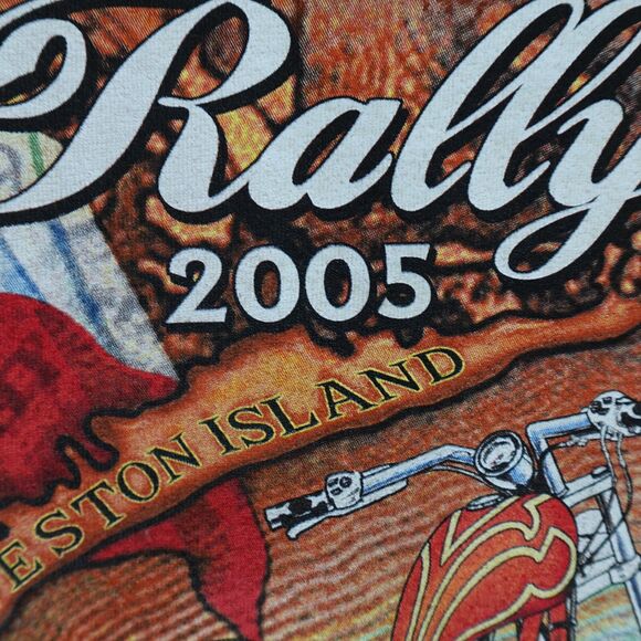 VTG Lone Star Rally Shirt Men's L Orange Galveston Texas Graphic Tee Biker 2005 - Picture 3 of 8